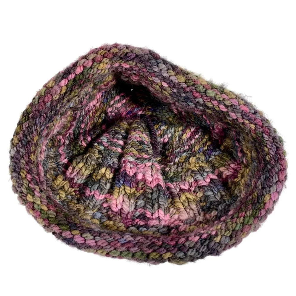 Handmade Knitted Crochet Multicolor Wool Blend Granny Beanie Hat For Adults